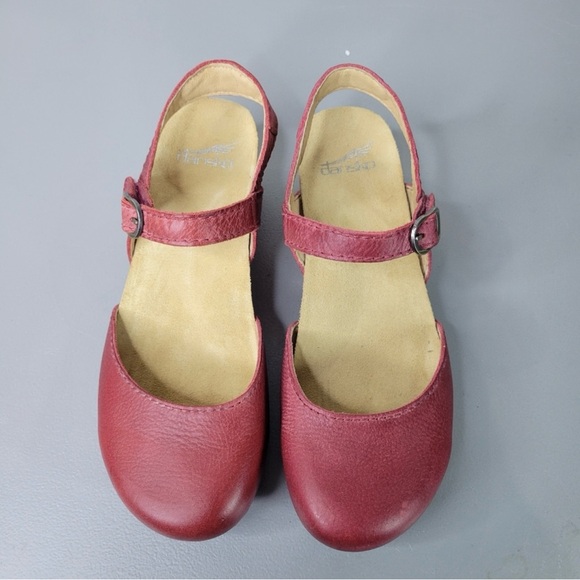 Dansko Tiffani Red Leather Mule Wedge Sandals - EU 38/US 7.5-8 - Picture 2 of 8